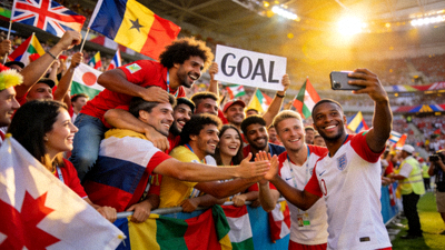 世界杯賽場(chǎng)花絮 - 球迷慶祝與球員互動(dòng)